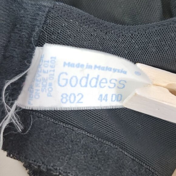 Goddess Full Coverage Underwire Bra Black 44DD SemiSheer Unpad Adj Lace #802 VTG - Picture 8 of 9